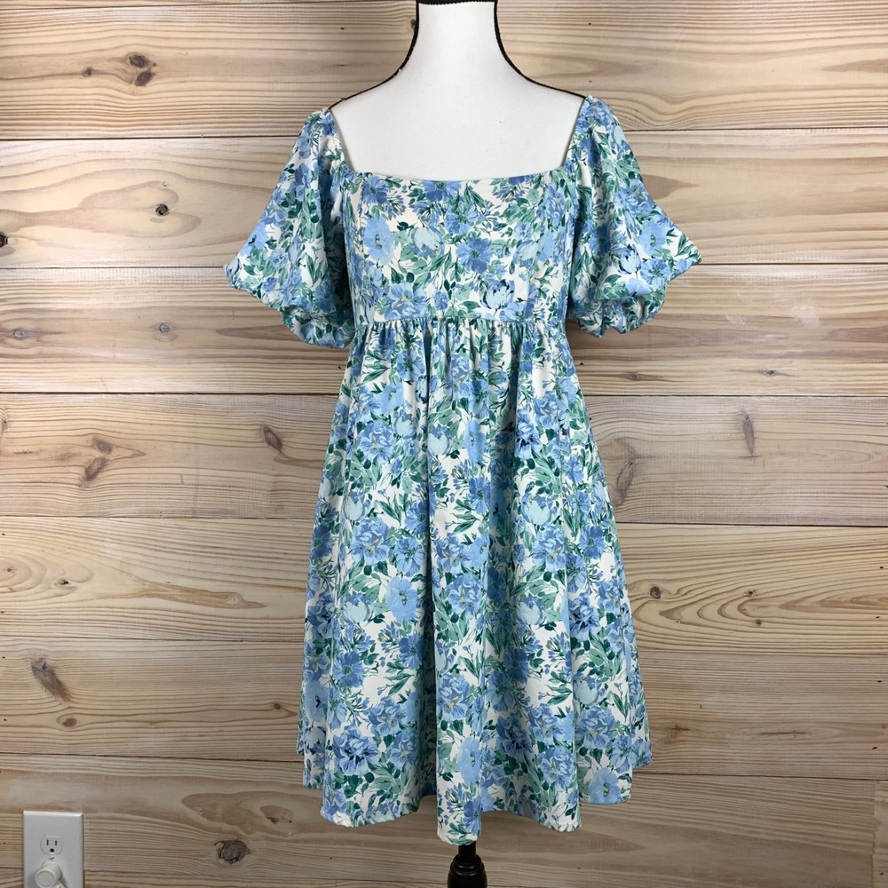 Altar'd State Mini Dress Women‎ Small Floral Puff Sleeve Cottage Babydoll